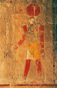 Relief with Ra Horakhty, Mortuary Temple of Hatshepsut, Deir el-Bahari, Theban Necropolis by Egyptian 18th Dynasty