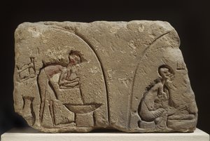 Sandstone Relief of Preparation of a Meal by Egyptian 18th Dynasty