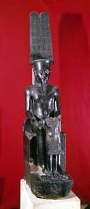 Seated Statue of the God Amon Protecting Tutankhamun, New Kingdom