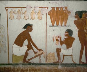 Servants plucking geese by Egyptian 18th Dynasty