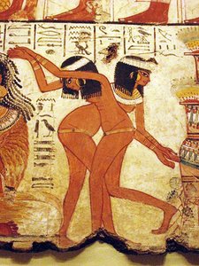 Temple Mural of Two Girls Dancing, Egypt