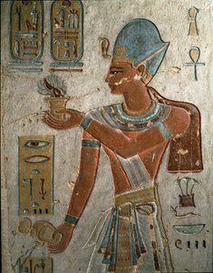 Pharaoh Ramses I Represents Burning Incense and Pouring Water at a Ceremony, Valley of the Kings, Egypt