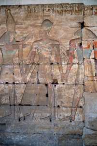 Egyptian antiquity: detail of the low reliefs of the temple of Sethi I in Abydos by Egyptian 19th Dynasty