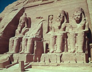Four colossal figures of the king, from the Temple of Ramesses II, New Kingdom, c.1279-1213 BC by Egyptian 19th Dynasty