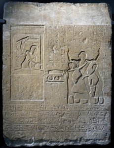 Hormin, Chief of Harem of King, Rewarded with Gold Necklaces Given to Him by Seti I, Limestone Stele by Egyptian 19th Dynasty