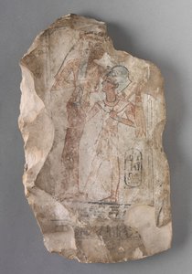Ostracon: Ramesses II Suckled by a Goddess, c.1279-1213 BC by Egyptian 19th Dynasty