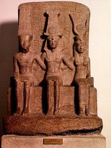 Ramesses II (1304-1237 BC) Seated Between Amun and Mut, from Karnak, New Kingdom, c.1279-13 BC