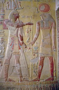 Relief depicting Merenptah being greeted by Re-Herakhty, from the Tomb of Merenptah