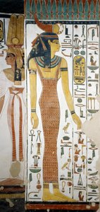 Selqet, (detail) from the frescoes in the burial chamber of Nefertari, Valley of Queens, Luxor, Thebes by Egyptian 19th Dynasty