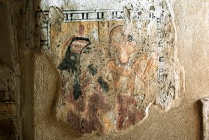Egyptian Antiquity: Representation of Shuroy and His Wife in Worship. Painting of the Tomb of Shuroy (TT13). 20th Dynasty. 1190-1077 BC Necropolis of Dra Abu el-Naga, West Bank of Luxor, Egypt