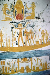 Re in the Night Boat, from the Tomb of Ramesses VI, New Kingdom (c.1145-1137 BC) by Egyptian 20th Dynasty