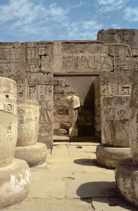 Statue of Ramesses in a chapel leading from the Hypostyle Hall of the Mortuary Temple of Ramesses III
