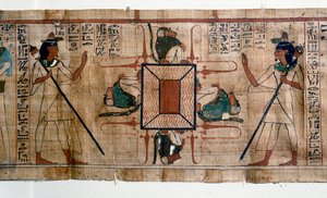Egyptian antiquity: Lake of Fire to Hell. Papyrus from a Book of the Dead. Papyrus of the 21st dynasty