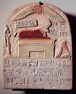Painted limestone stele of god Apis