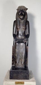 Egyptian antiquity: the lioness deity Sekhmet with the cartridge of King Sheshonq I. Statue of black granite. 950-929 BC. Turin, Egyptian museum by Egyptian 22nd Dynasty