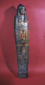 Sarcophagus for a Young Woman Named as the Lady of the House Djed-montu-iues-ankh, Wife of Pamiu, Third Intermediate Period, 850-730 BC by Egyptian 22nd Dynasty