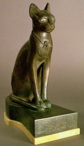 Statuette of a Cat Representing the Goddess Bastet, Bearing the Cartouche of Psamtek I, Saite Period, c.664-610 BC by Egyptian 26th Dynasty