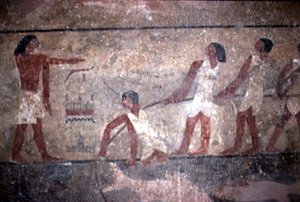 Fishermen Hauling Nets in the Tomb of Khnumhotep II, Old Kingdom, 2600-1500 BC