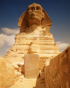 The Sphinx, dating from the reign of King Chephren, Old Kingdom and the Dream Stele of Tuthmosis IV