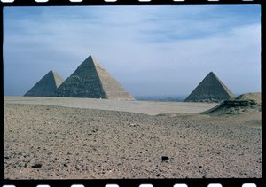 View of the Pyramids of Khufu, Khafre and Menkaure, Old Kingdom