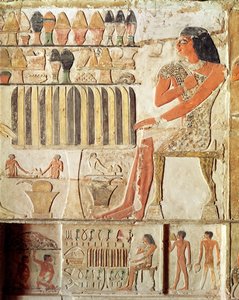 The deceased in front of a table of food, Egyptian, Old Kingdom