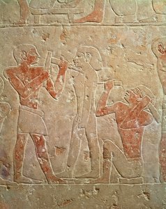 Relief depicting two sculptors carving a statue, from the mastaba of Kaemrehu, Saqqara, Old Kingdom by Egyptian 6th Dynasty