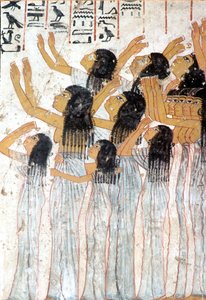 Ancient Egypt, Painting, Fresco, Wailing Women in the Funeral Procession, Tomb of Ramose, Thebes by Egyptian Egyptian