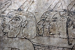 Wall painting, Asian captives, Amarna style, Tomb of Ramose, Valley of the Nobles, Thebes by Egyptian Egyptian
