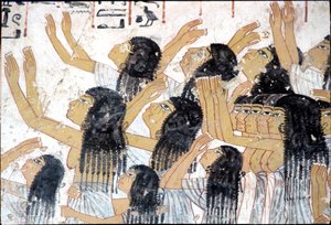 Wall Painting, Wailing Women in a Funeral Procession, Tomb of Ramose, Thebes by Egyptian Egyptian