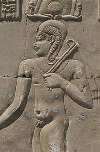 Egypt, Libyan Desert, Al-Dakhilah (Dakhla) Oasis, Dayr al-Haggar, Relief in Egyptian Temple by Egyptian Egyptian