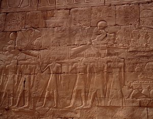 Egyptian antiquity: relief from the temple of Karnak, Luxor, Egypt