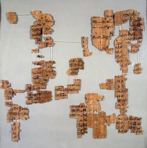 Egyptian antiquity: fragments of the papyrus known as the Royal Canon or Papyrus royal containing the list of pharaohs from the 1st to the 17th dynasty by Egyptian Egyptian