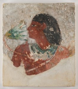 Painting of a Man Smelling a Lotus Flower, c.1479-1390 BCE by Egyptian Egyptian