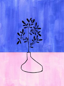 Blue Pink Botanical Vase