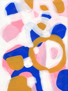 Blue Pink Gold Abstract