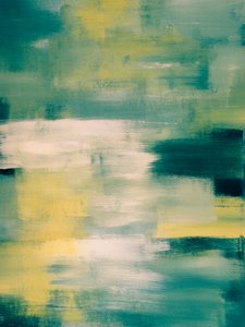 Calming Teal Yellow Abstract