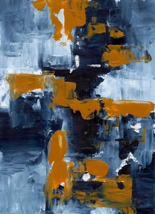 Indigo Orange Abstract by Ejaaz Haniff