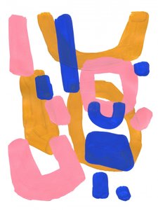 Pink Blue Gold Abstract