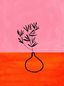 Pink Orange Botanical Vase