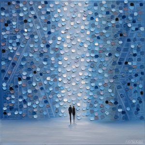 Couple Under Blue Lights