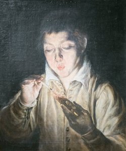 Boy Blowing an Ember by El (1541 1614) Greco