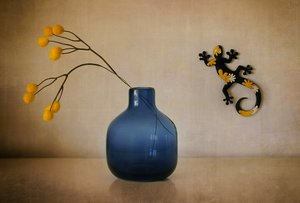 Blue Vase Yellow Sprig