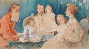 Tsar Nicholas II and Alexandra Fyodorovna with Their Daughters Olga, Tatiana, Maria and Anastasia