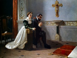 Bianca Cappello and Francois I de Medici (1541-1587) Pray Before a Crucifix