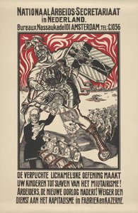Poster Against Militarism Issued by the National Workers Secretariat in the Netherlands