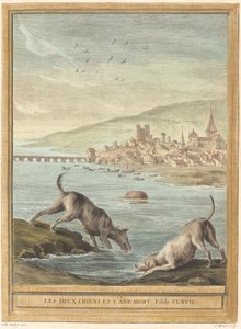 Two Dogs and the Dead Donkey by Elie du Mesnil after Jean Baptiste Oudry