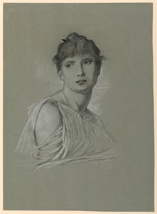 Portrait Sketch of a Young Woman by Elihu Vedder