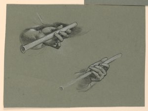Studies of Two Hands Holding Flutes
