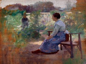 Woman Seated in a Garden by Eliphalet Fraser Andrews