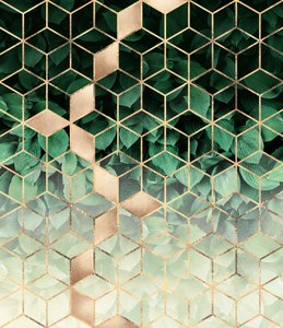 Green Gold Geometric Leaves